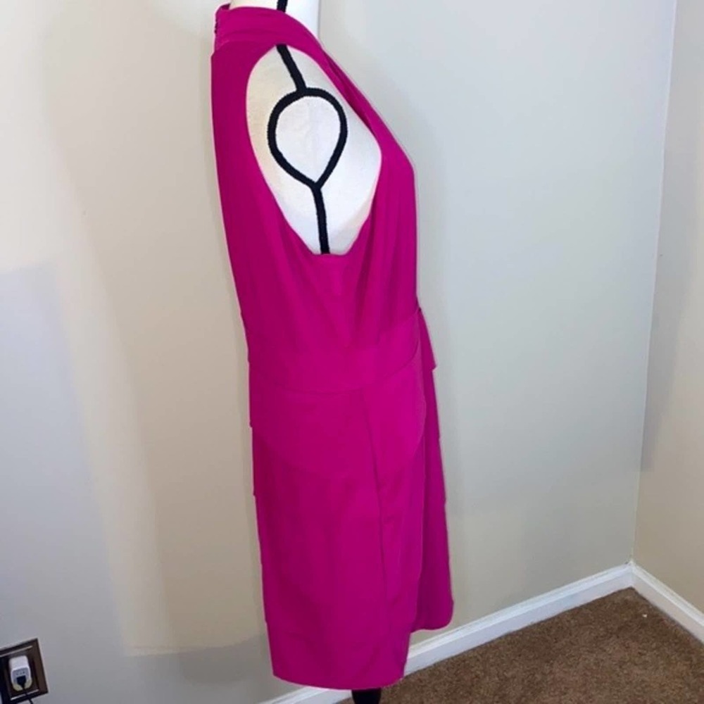 NWT White House Black Market fuschia Instantly Slimming Twist-Neck Sheath Dress - Picture 7 of 11